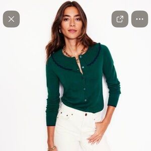 Boden Frill Collared Wool Blend Cardigan